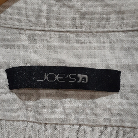 Joe's Jeans Men's Stulio Linen Short Sleeve Button-down Shirt Stripe Beige Med - Picture 5 of 9